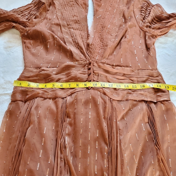 ASOS Design Pleated Long Sleeve Chiffon Dress Size 14 - Picture 6 of 9